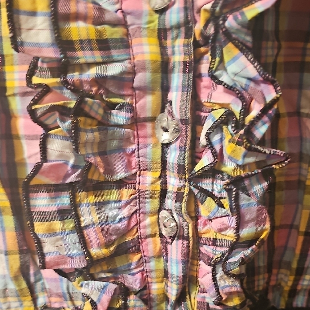 Chillpop Girld Plaid Ruffle Top with Black Flowy Skirt Bottom Size 10/12 - Picture 5 of 9